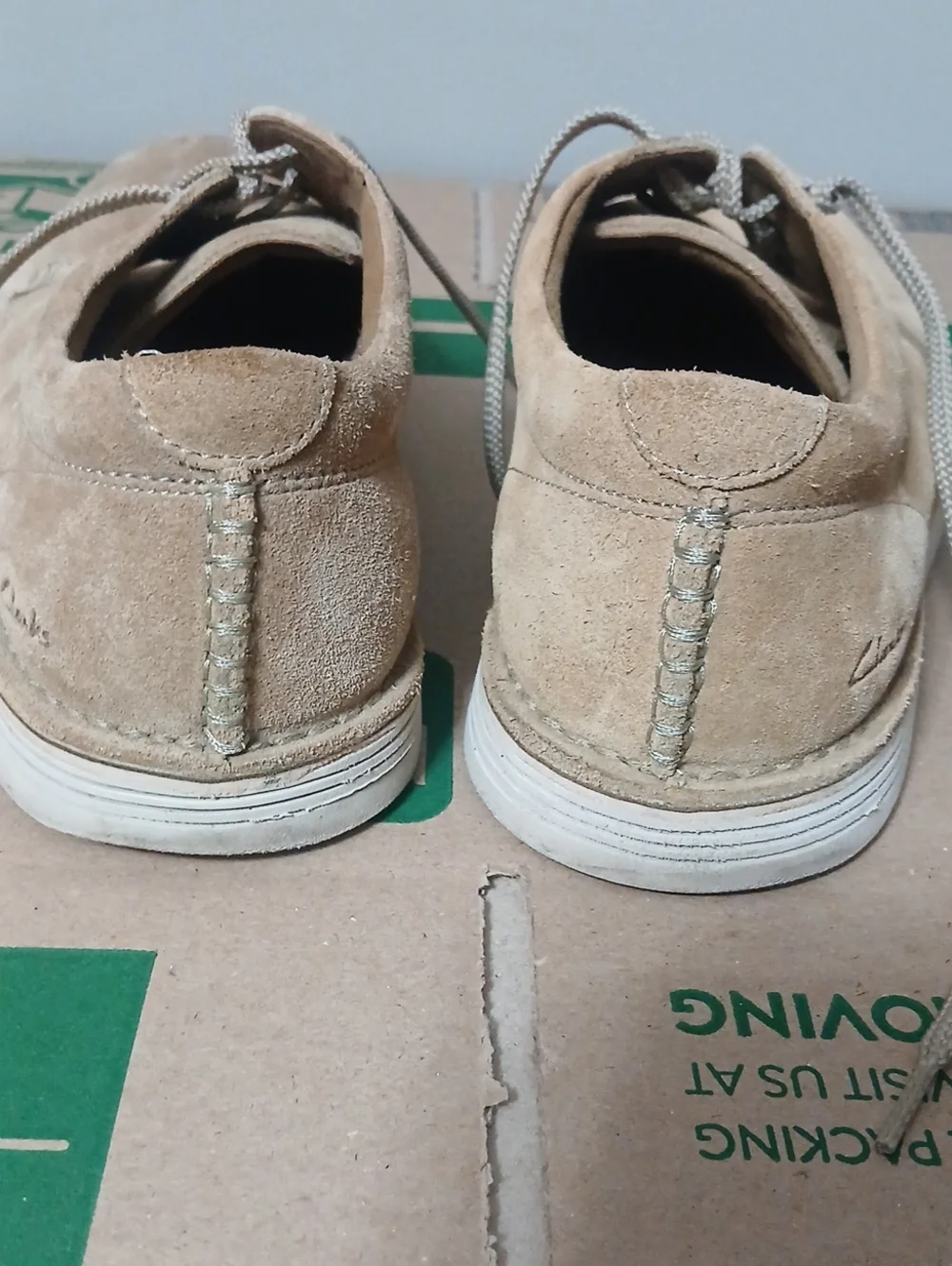 Clarks Beige Suede Derby Shoes